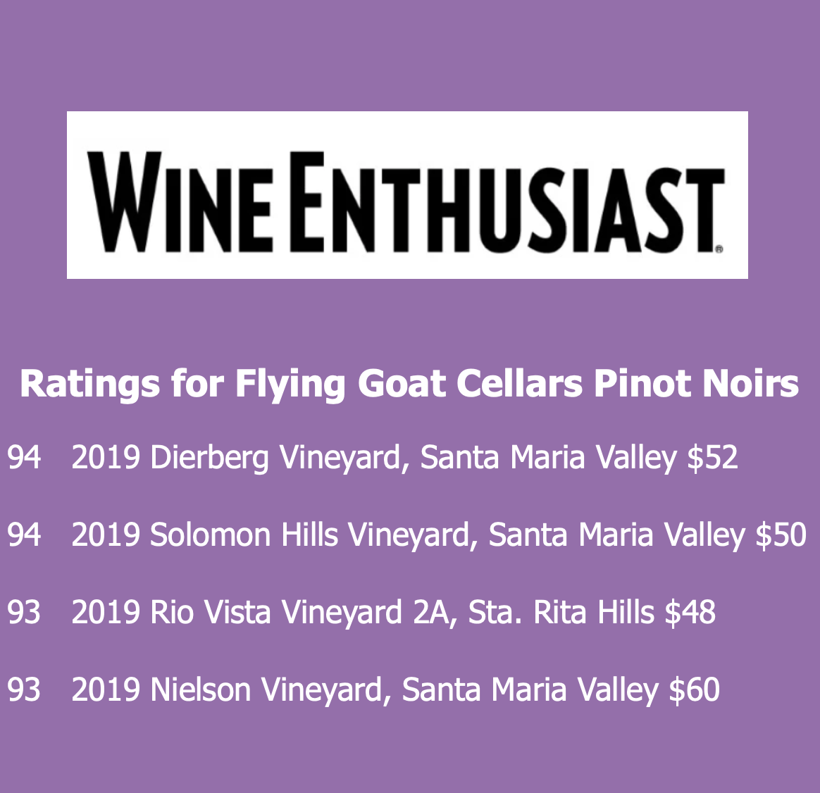 Wine Enthusiast Ratings Feb 2023 Flying Goat Cellars