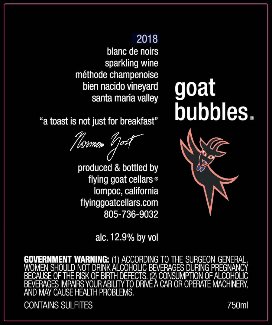 2018 Goat Bubbles, Blanc de Noirs Bien Nacido