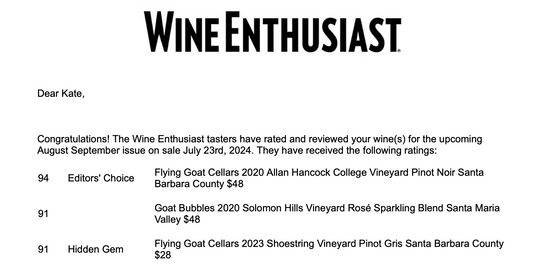 Allan Hancock College Vineyard Rocks with 94 pts & Editors Choice